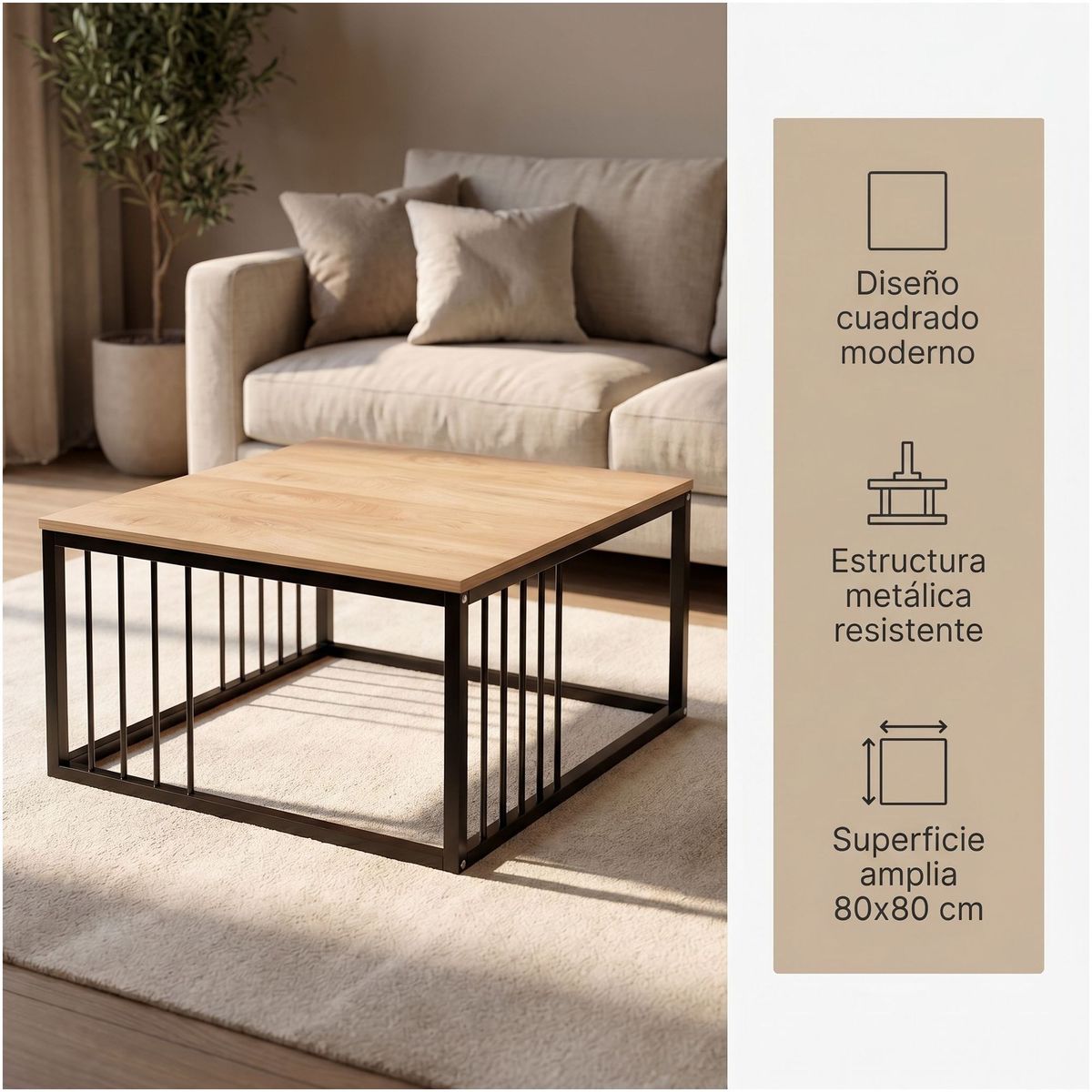 HOMER DESIGN - Mesa De Centro Minimalista Con Cubierta De Melamina 15 Mm