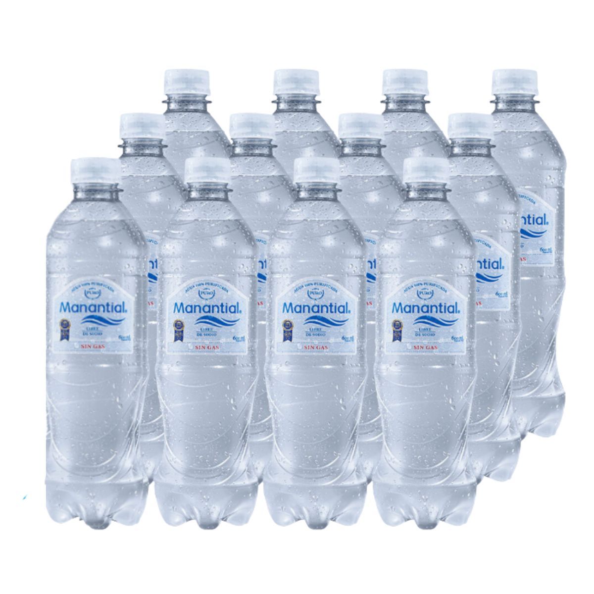 MANANTIAL - 12x Agua Purificada Manantial Sin gas Botella 600cc