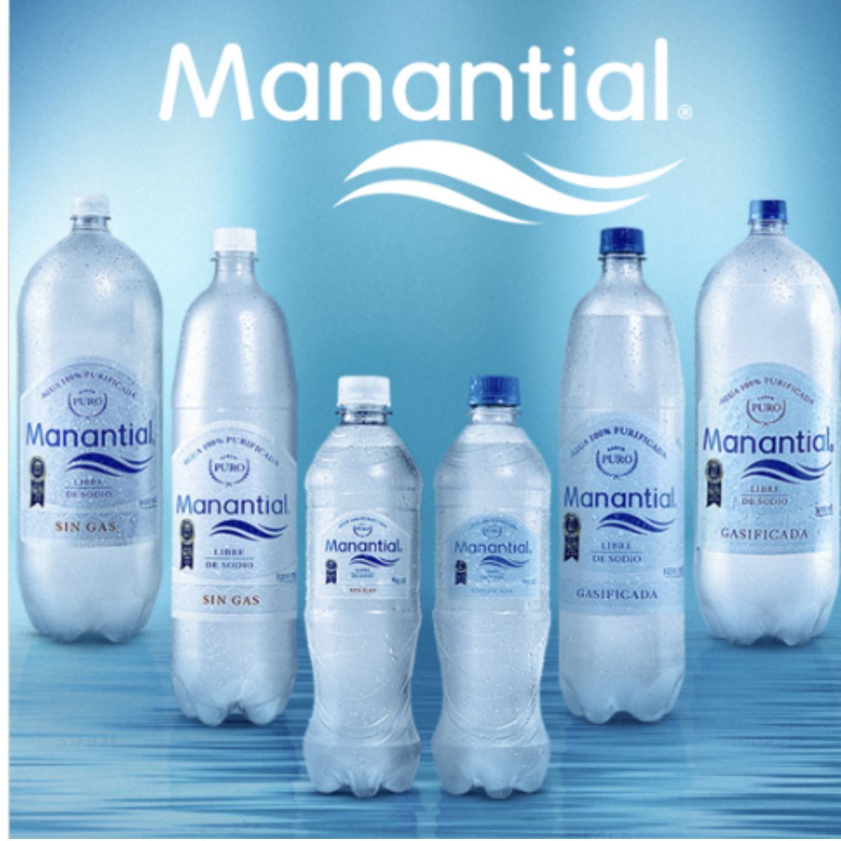 MANANTIAL - 12x Agua Purificada Manantial Con Gas Botella 600cc