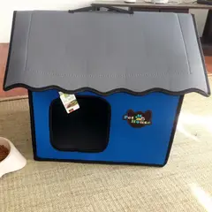GENERICO - Casa cama plegable de mascotas perro o gato AZUL