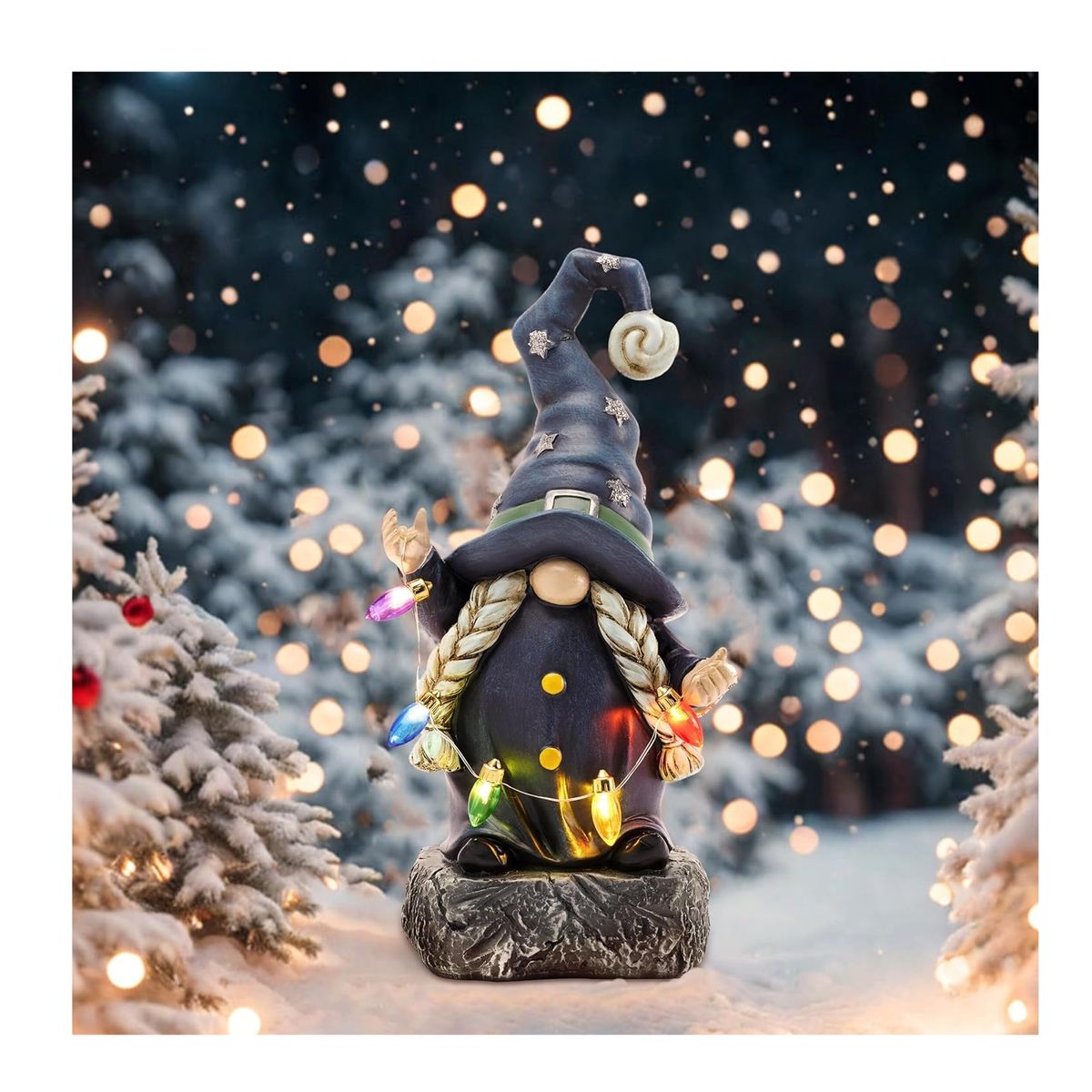 GENERICO - Decoración para jardín DUENDE AZUL luces LED a pilas