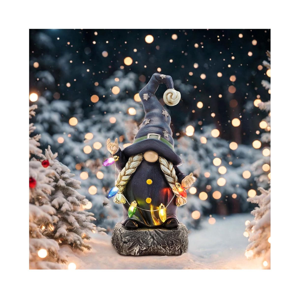 GENERICO - Decoración para jardín DUENDE AZUL luces LED a pilas