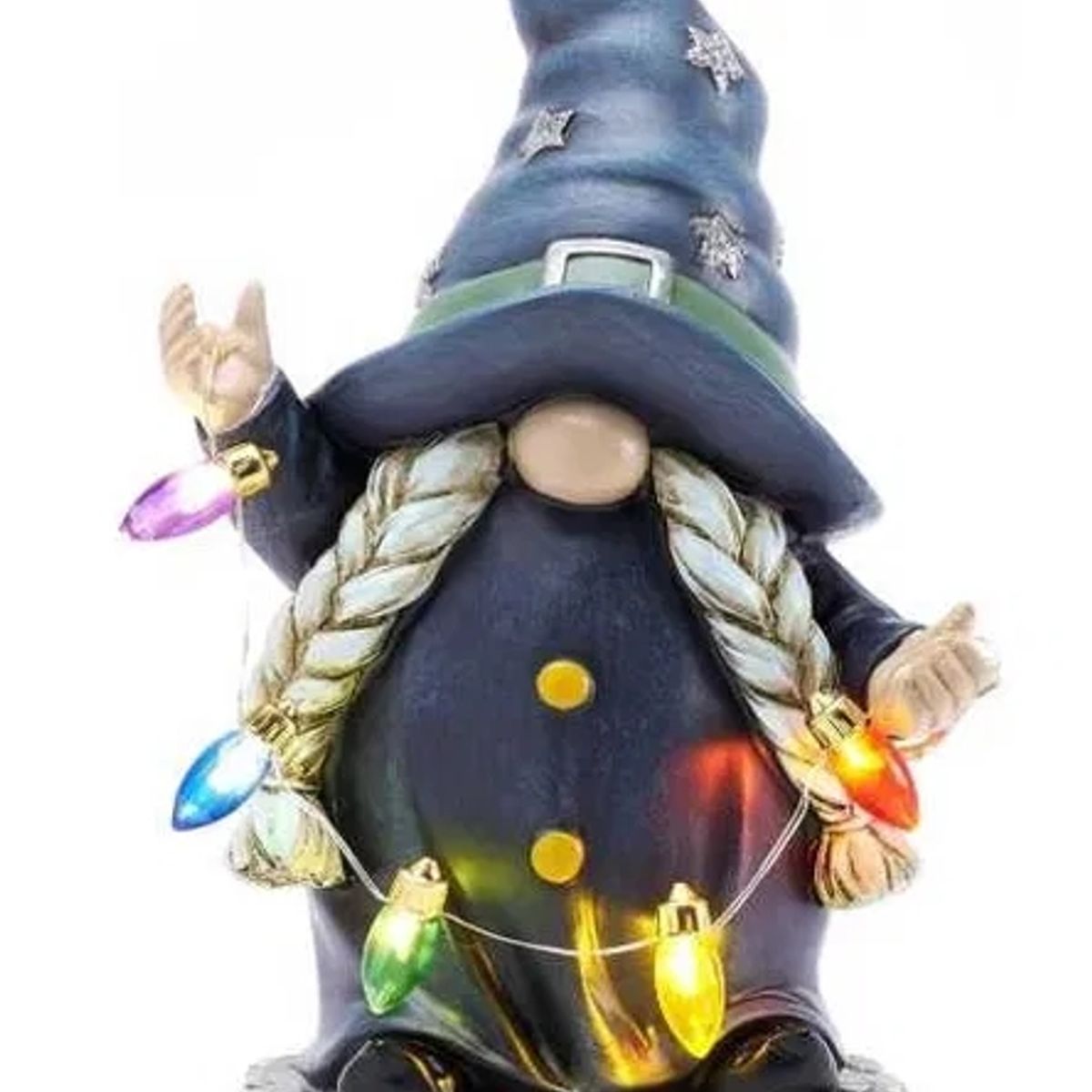 GENERICO - Decoración para jardín DUENDE AZUL luces LED a pilas