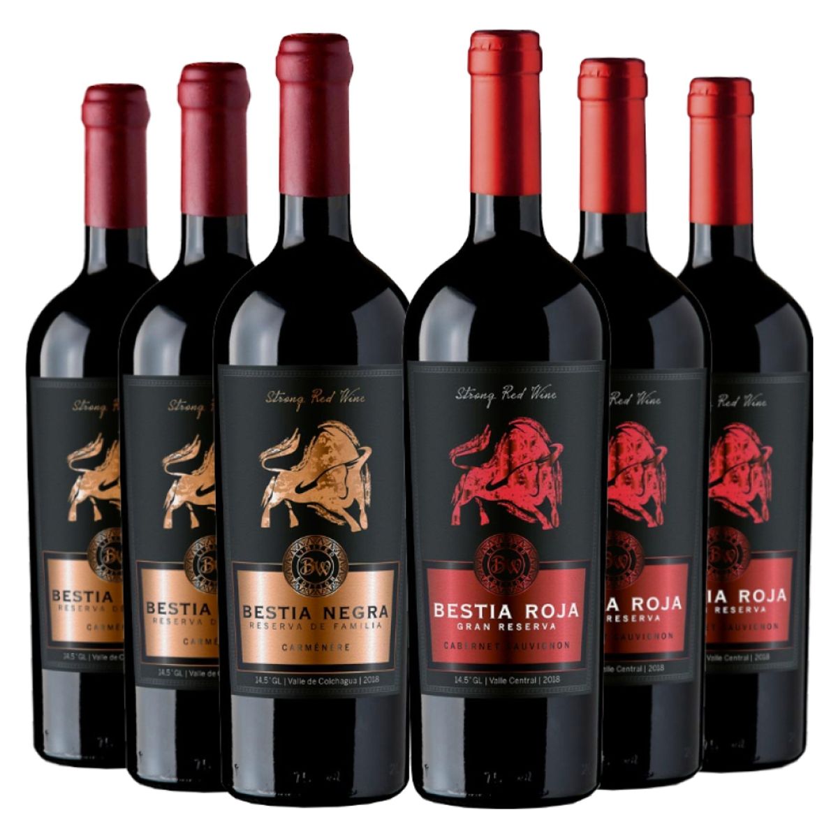 BESTIAS - 6 Vinos Bestias Parrillero 3 BNeg CA  3 BRoj CS