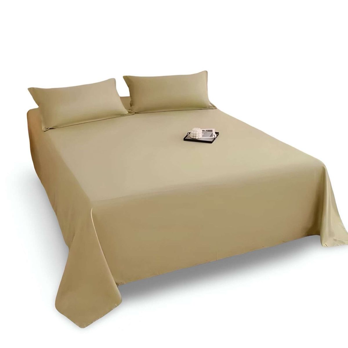 GENERICO - Juegos de Sábanas de POLIALGODON SUPER KING BEIGE