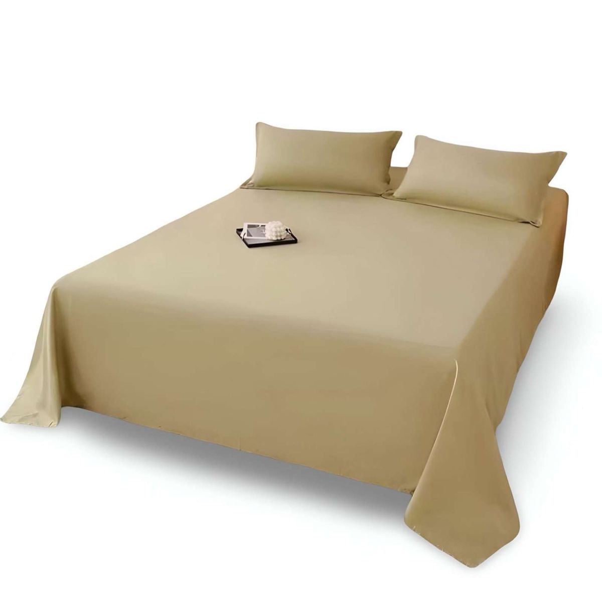 GENERICO - Juegos de Sábanas de POLIALGODON SUPER KING BEIGE