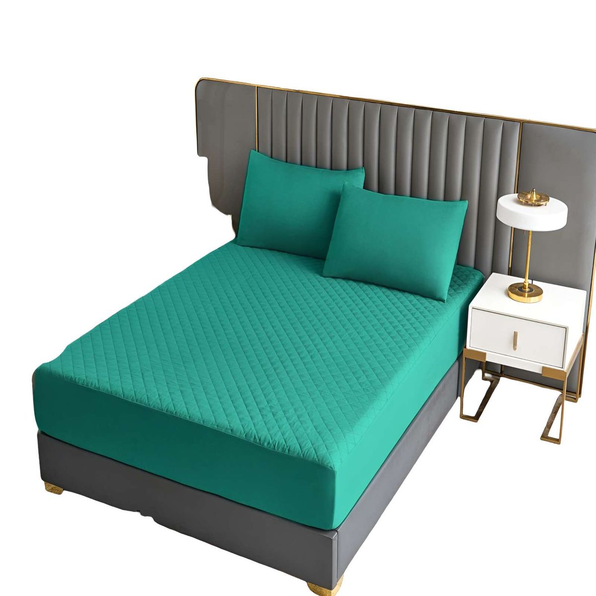 GENERICO - CUBRECOLCHON IMPERMEABLE PLAZA Y MEDIA TURQUESA