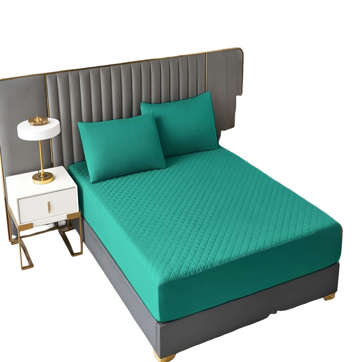 GENERICO - CUBRECOLCHON IMPERMEABLE PLAZA Y MEDIA TURQUESA