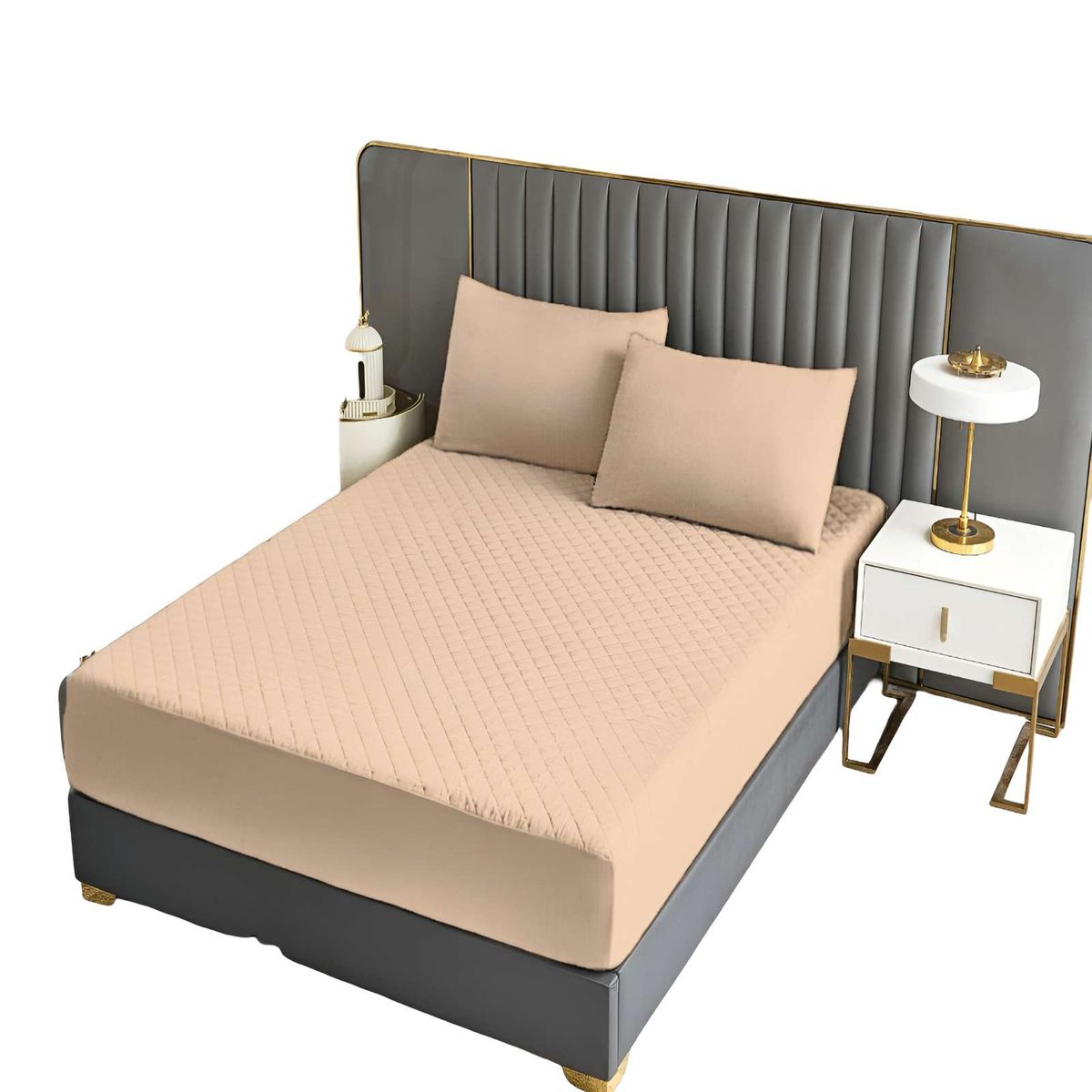 GENERICO - CUBRECOLCHON IMPERMEABLE 2 PLAZAS BEIGE