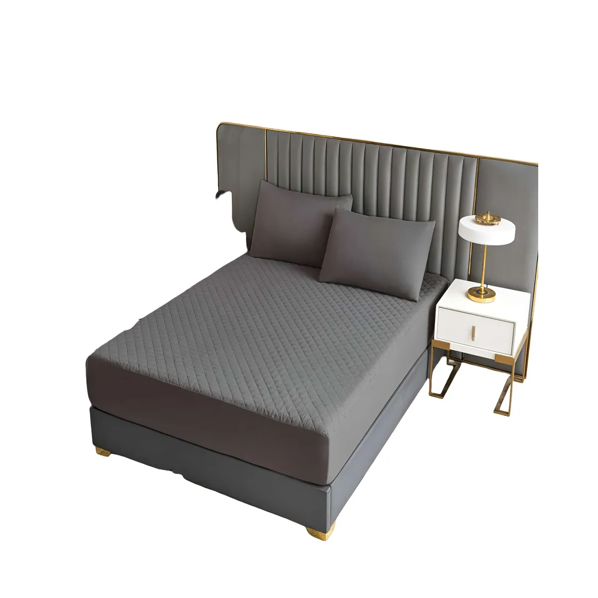 GENERICO - CUBRECOLCHON IMPERMEABLE 2 PLAZAS GRIS OSCURO