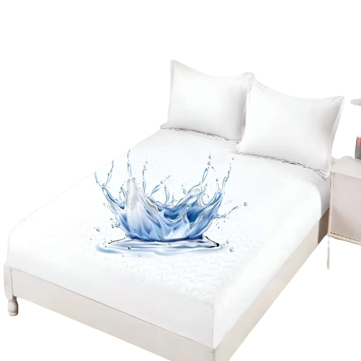 GENERICO - CUBRECOLCHON IMPERMEABLE 2 PLAZAS BLANCO