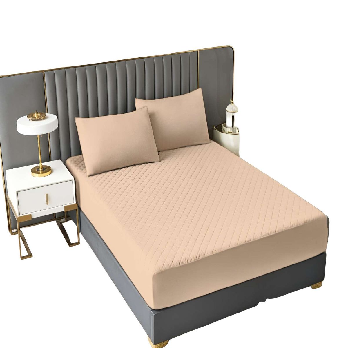 GENERICO - CUBRECOLCHON IMPERMEABLE SUPER KING BEIGE