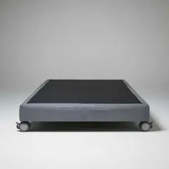 BLOCCARE - Base de Cama 1.5 Plaza Box 13 cm L200 (Gris)- Con Rueda Logo (Sin Refuerzo)