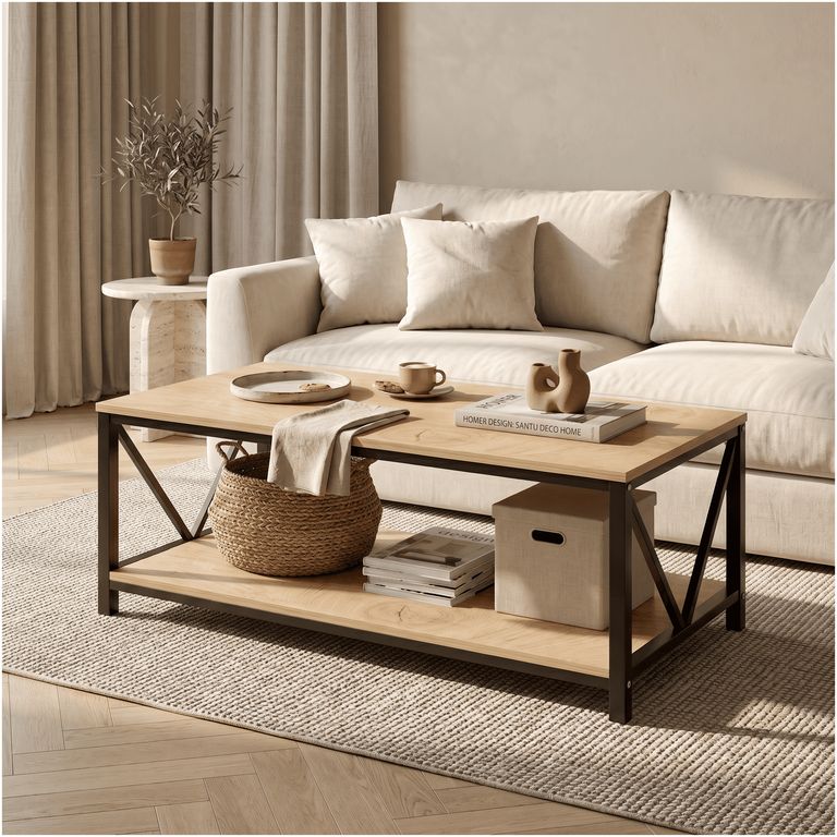 Mesa De Centro Minimalista Con Cubierta De Melamina 15 Mm