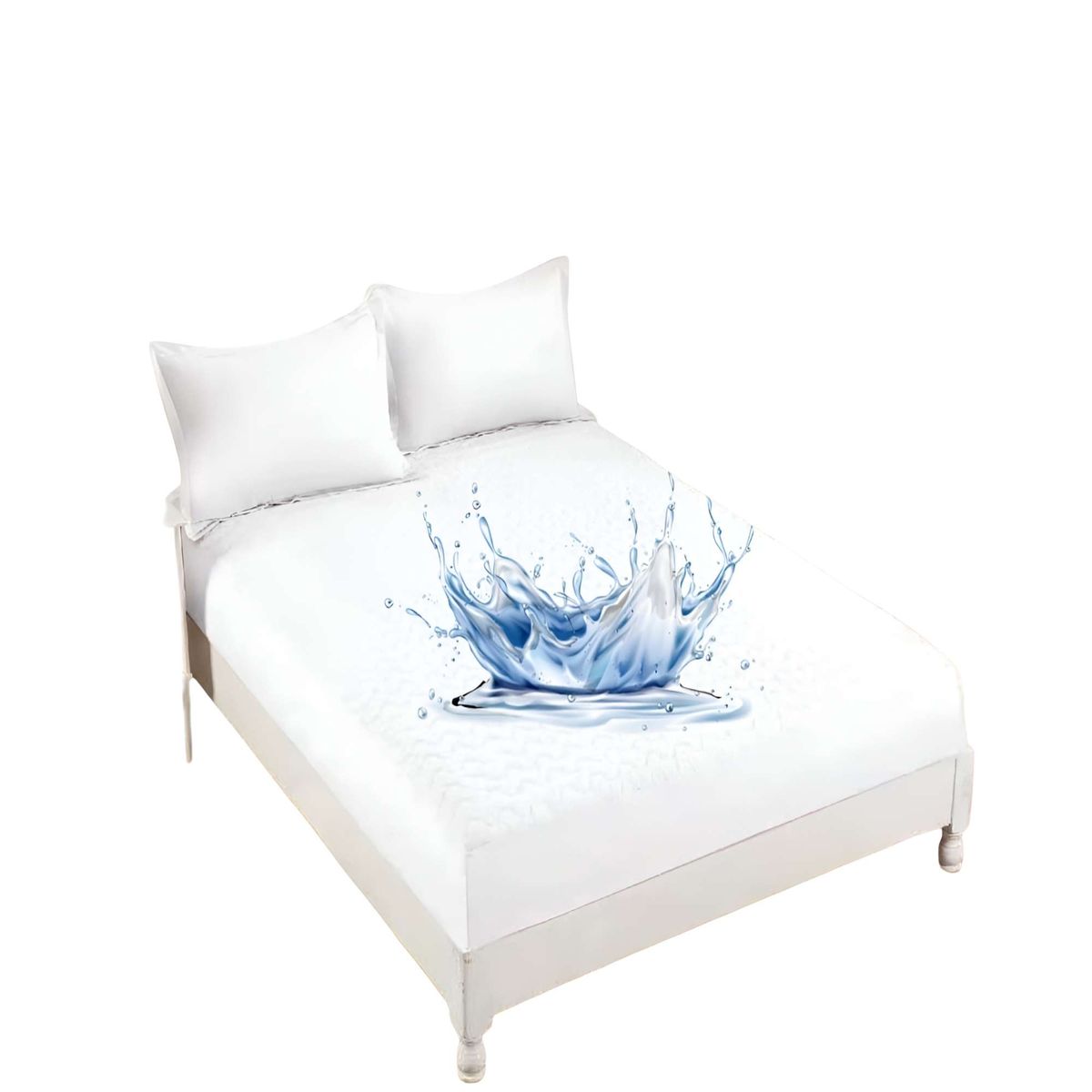 GENERICO - CUBRECOLCHON IMPERMEABLE 2 PLAZAS COLOR BLANCO