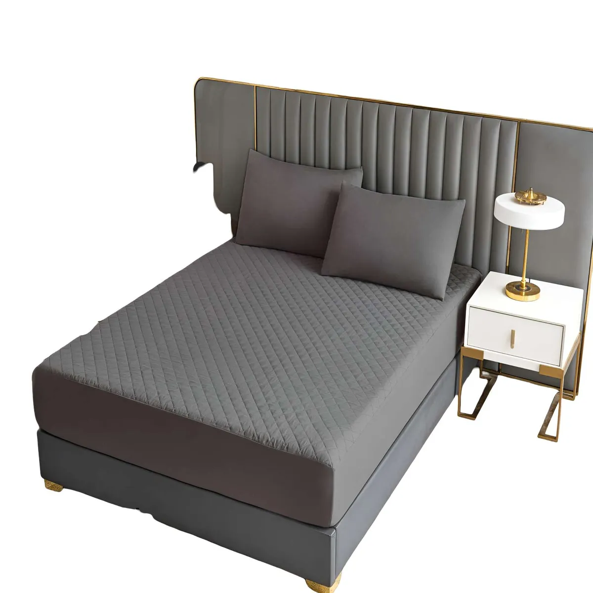GENERICO - CUBRECOLCHON IMPERMEABLE SUPER KING COLOR GRIS OSCURO