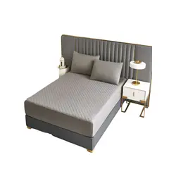 GENERICO - PROTECTOR PARA COLCHON IMPERMEABLE PLAZA Y MEDIA GRIS CLARO