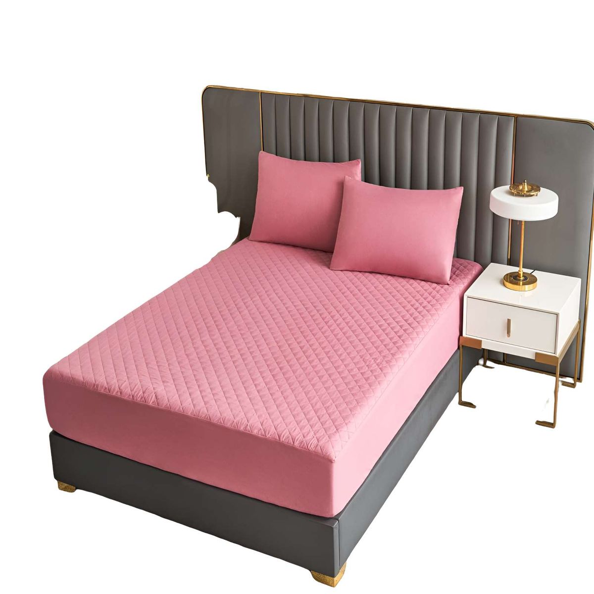 GENERICO - PROTECTOR PARA COLCHON IMPERMEABLE 2 PLAZAS ROSA