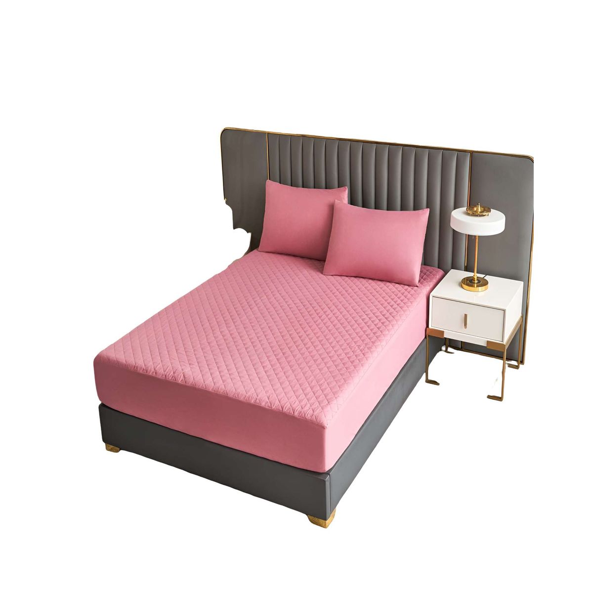 GENERICO - PROTECTOR PARA COLCHON IMPERMEABLE 2 PLAZAS ROSA