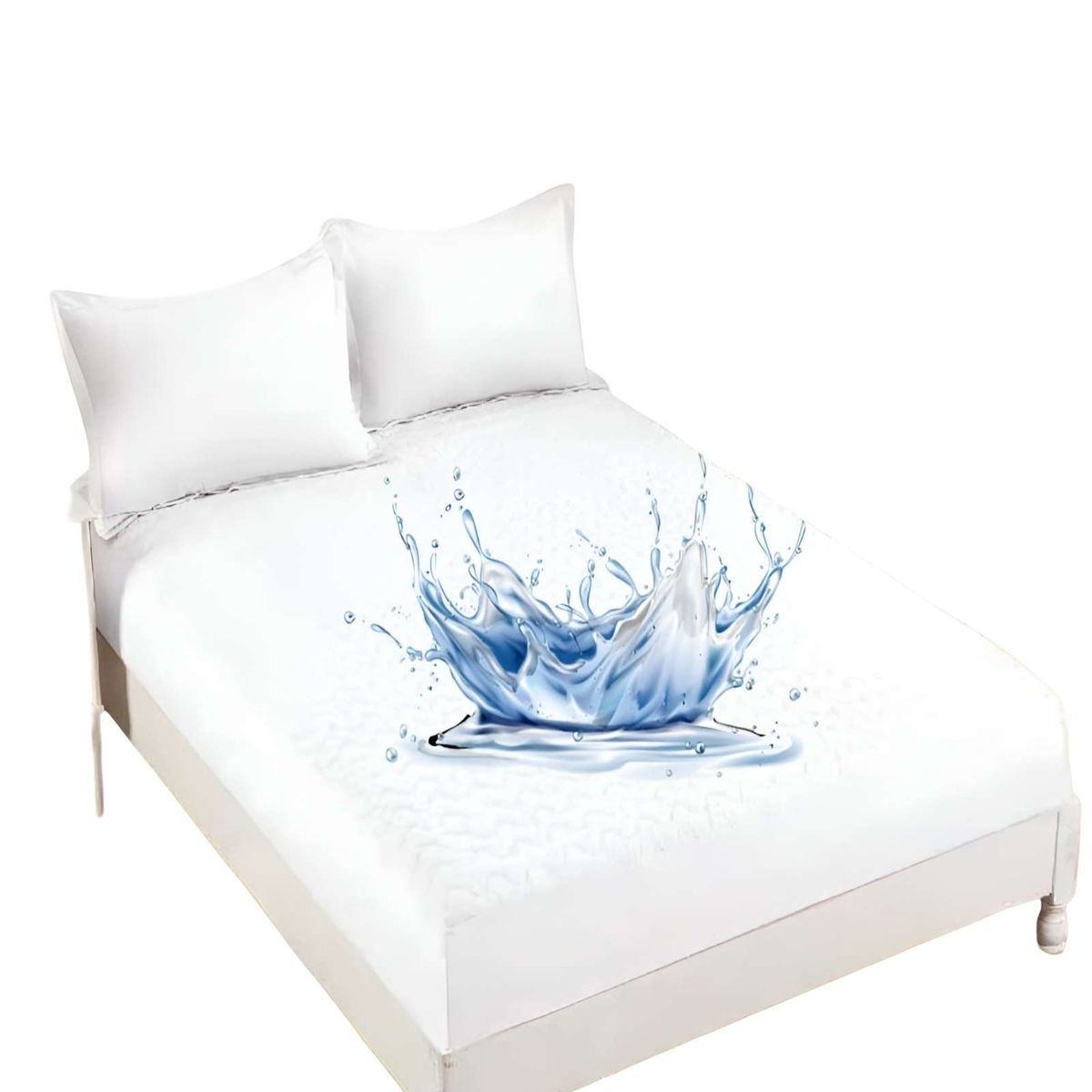 GENERICO - PROTECTOR PARA COLCHON IMPERMEABLE 2 PLAZAS BLANCO