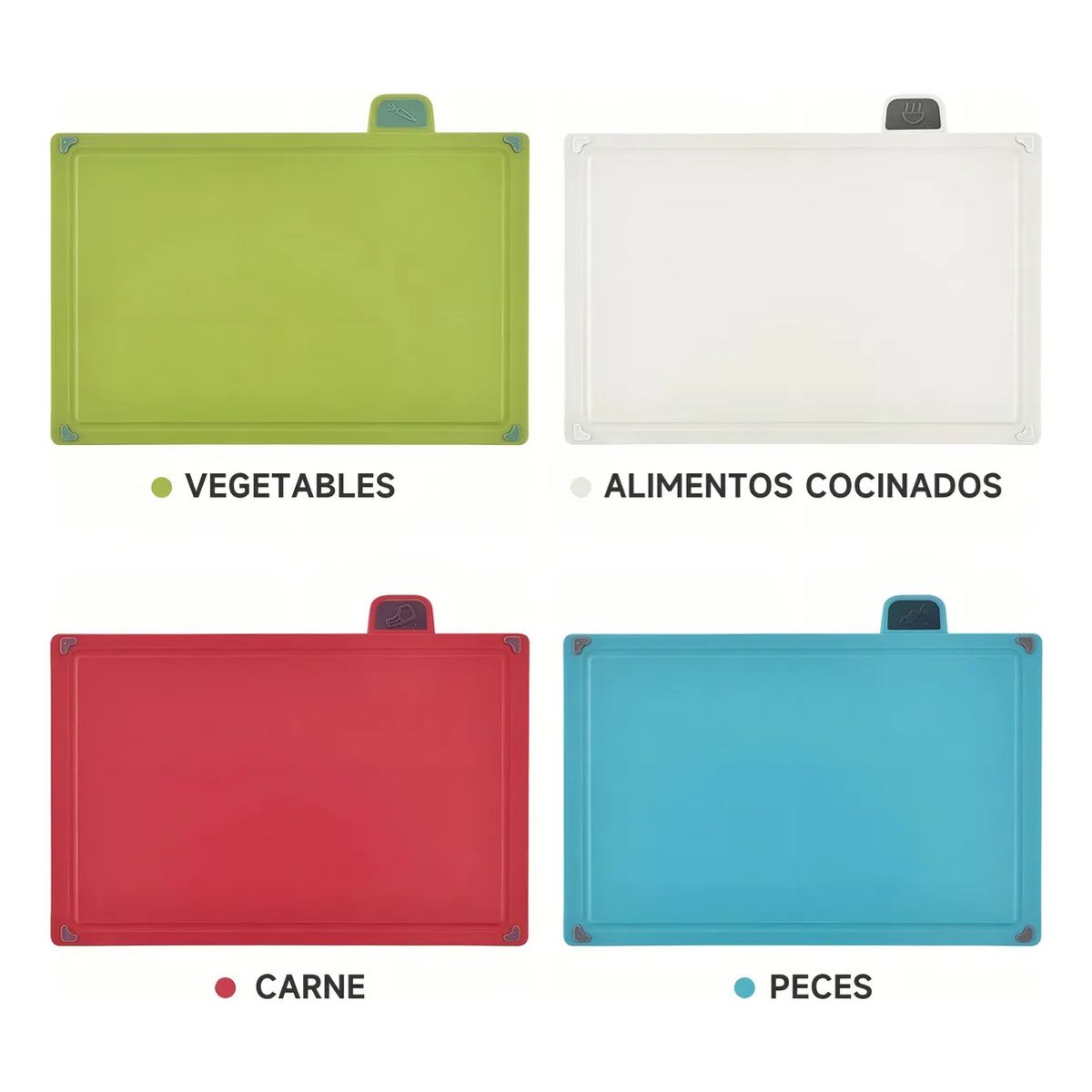 GENERICO - Tabla de pica con pestañas Para Cocina 4 unidades