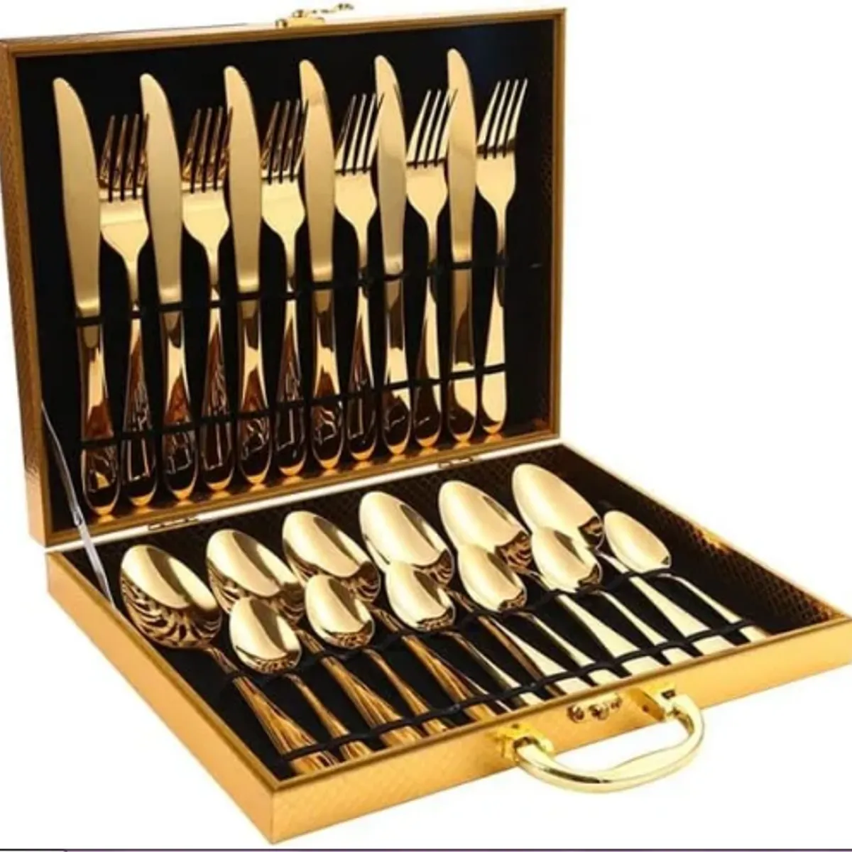 GENERICO - Juego De Cubiertos 24 Piezas Set De Servicios Acero Maletín