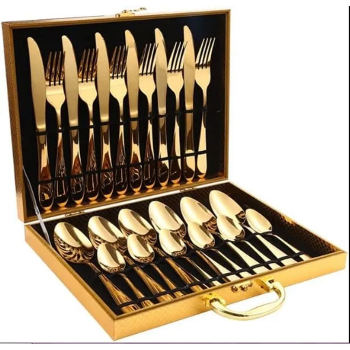 GENERICO - Juego De Cubiertos 24 Piezas Set De Servicios Acero Maletín