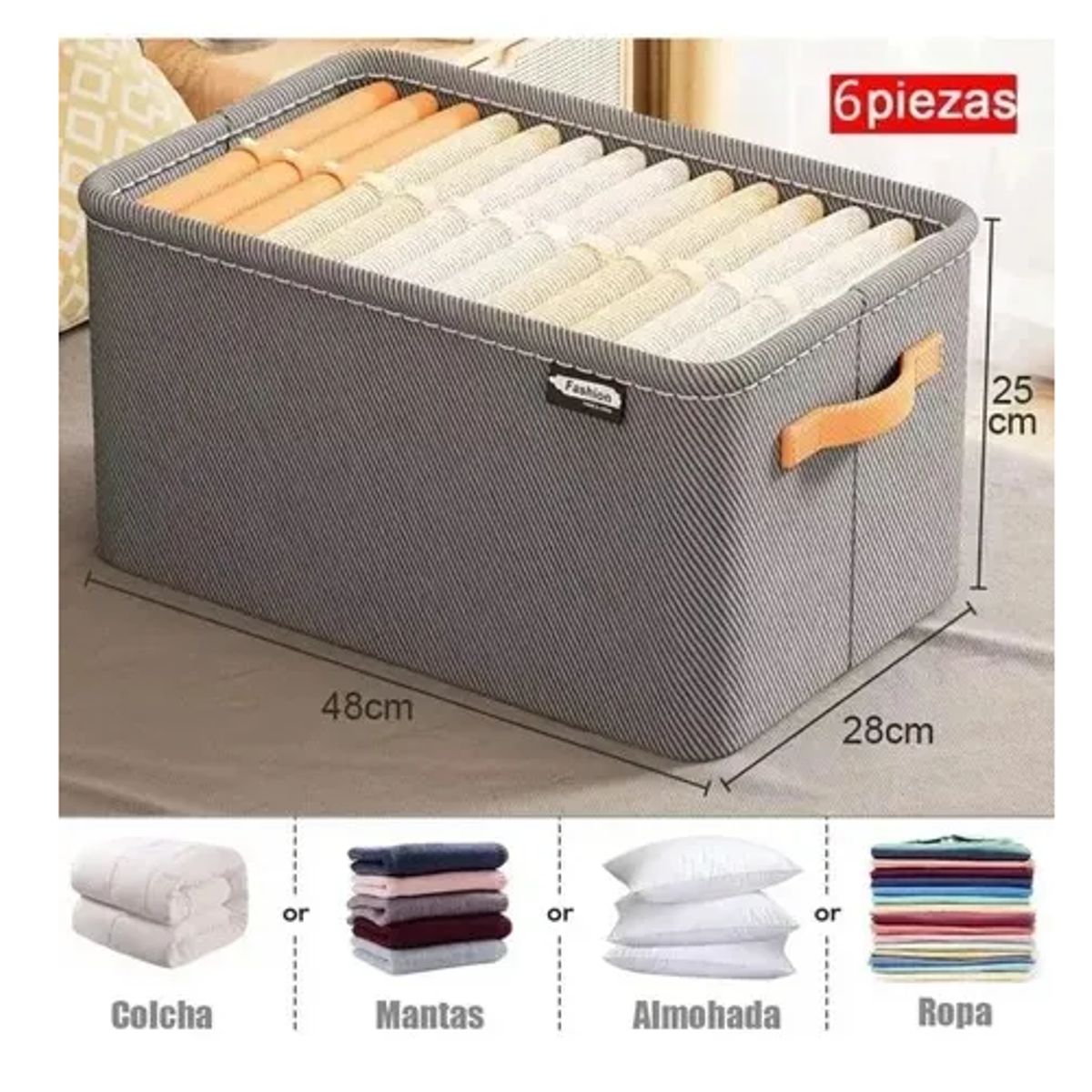 GENERICO - 6x Bolsas Organizador Ropa Caja Plegable Asa Almacenamiento