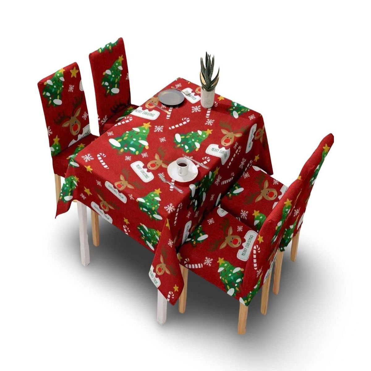 GENERICO - MANTEL DE NAVIDAD MAS 6 FUNDAS DE SILLAS