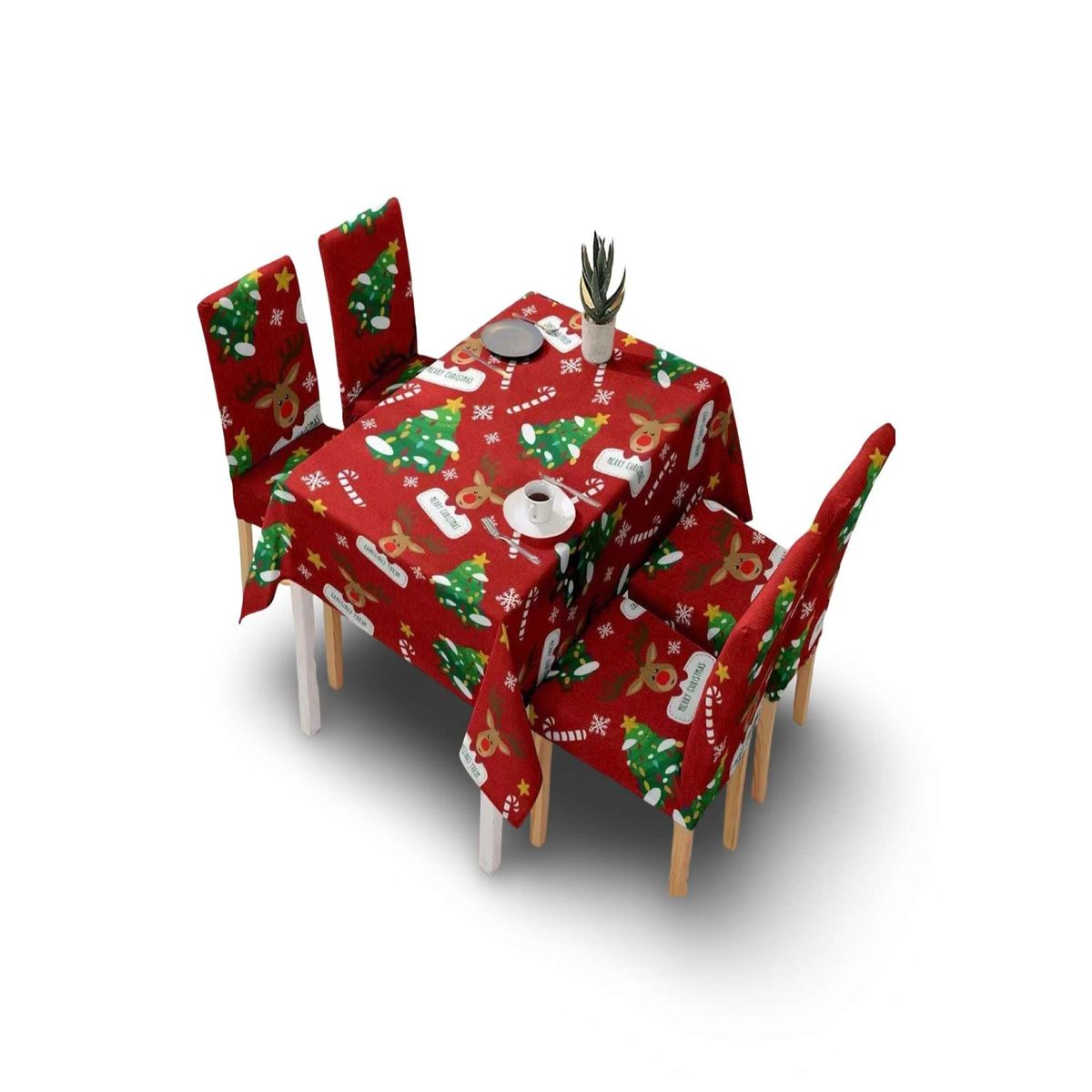 GENERICO - MANTEL DE NAVIDAD MAS 6 FUNDAS DE SILLAS