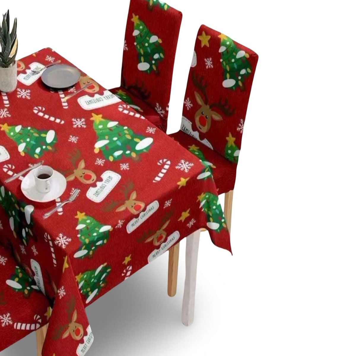 GENERICO - MANTEL DE NAVIDAD MAS 6 FUNDAS DE SILLAS