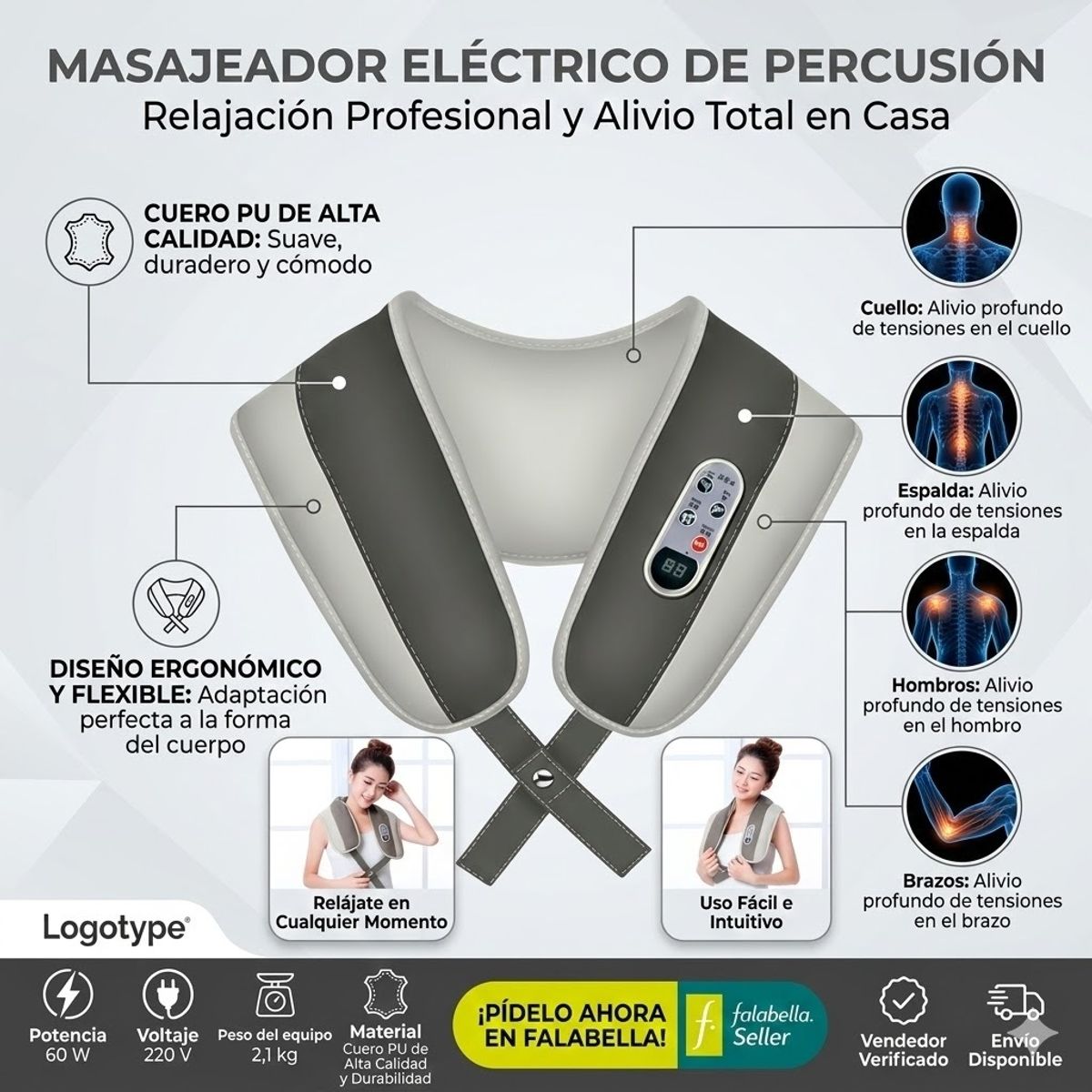 MOVI - Masajeador Cervical Cuello Espalda y Brazos con calor