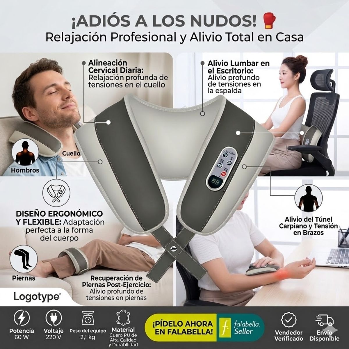 MOVI - Masajeador Cervical Cuello Espalda y Brazos con calor