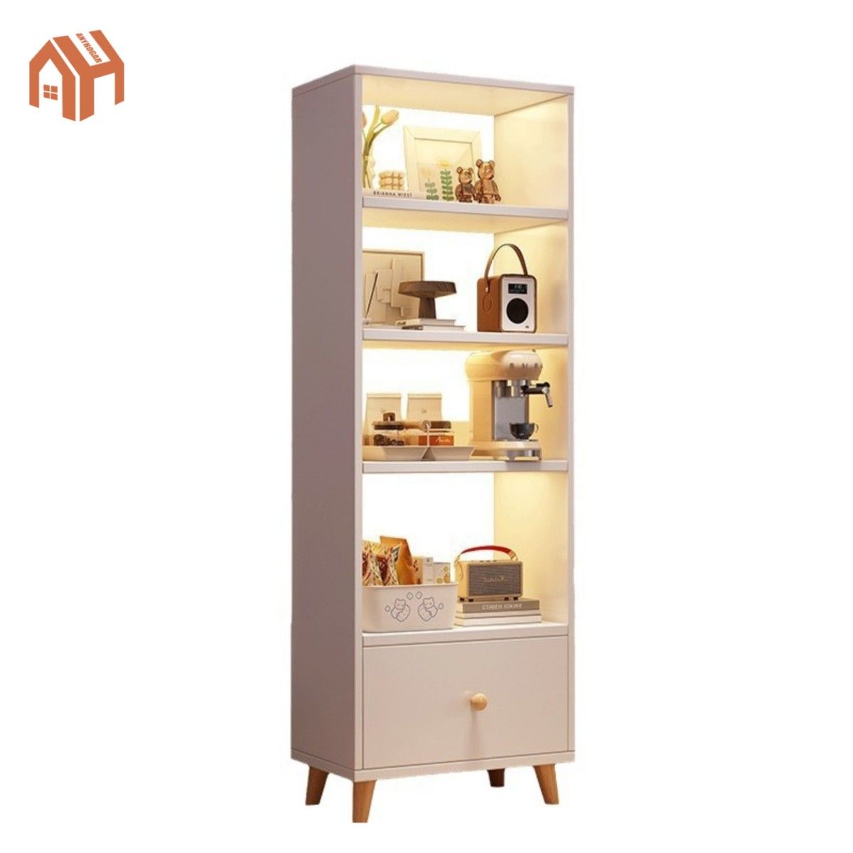 ANYHOGAR - Armario de almacenamiento de madera con cajones