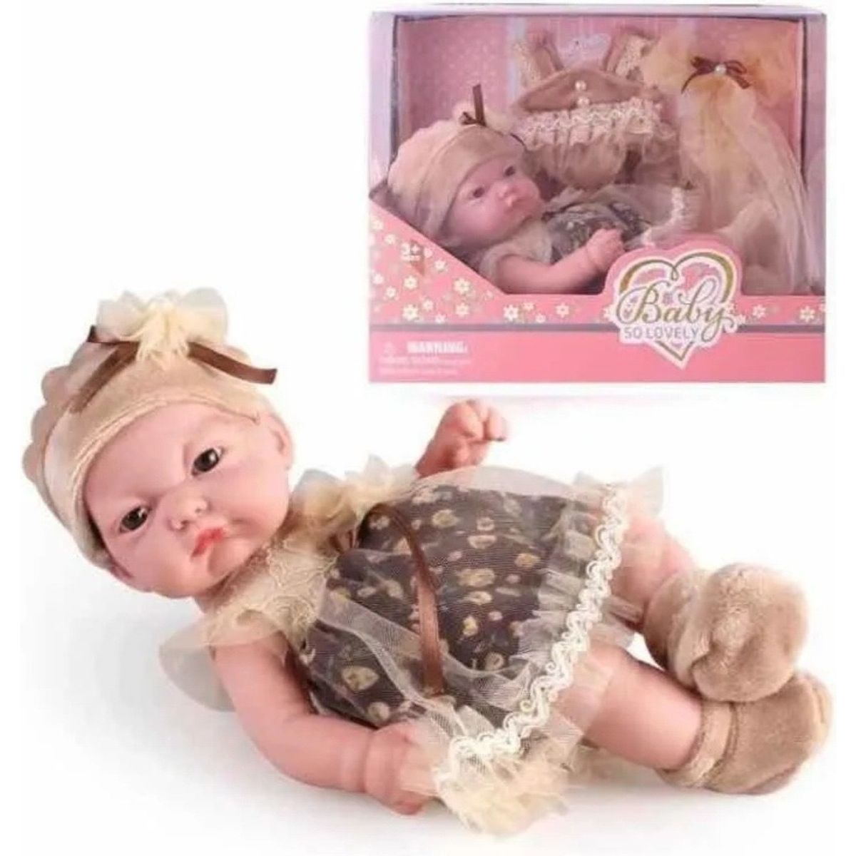 GENERICO - Muñeca Tipo Real Realista Baby Con Vestido