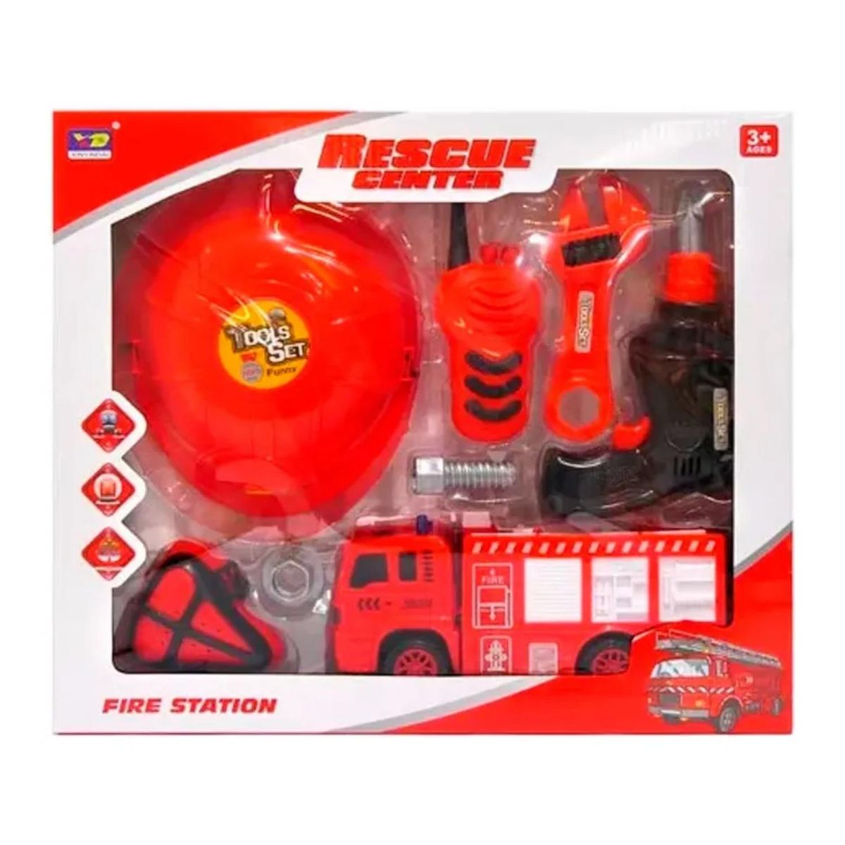 GENERICO - Juguete Set De Bombero 8 Piezas Camion Herramientas Infantil
