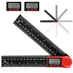 KUANGYE - Medidor Ángulos Digital Lcd 2en1 Transportador Ángulo 360° 0-200mm para carpintería medición