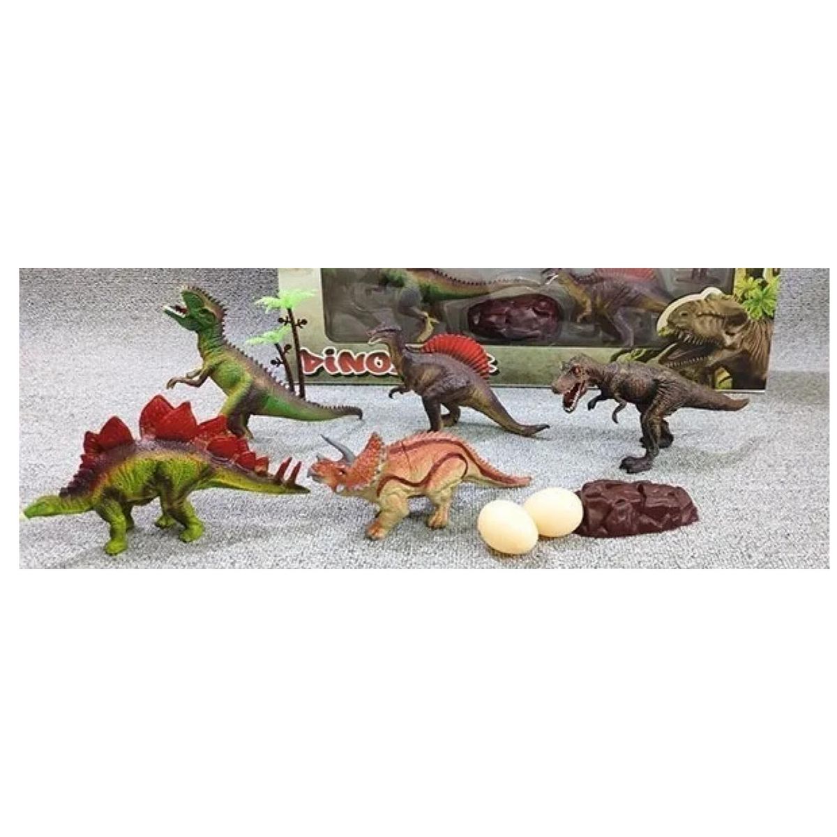 GENERICO - Juguete Con Se 9 Figuras De Dinosaurios Huevos Y Palmera