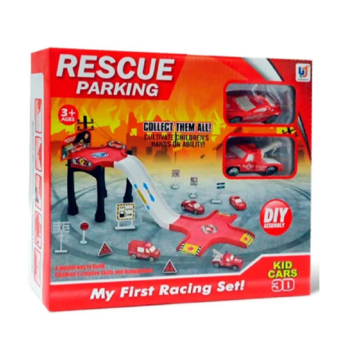 GENERICO - Juguete Pista Plataforma De Bomberos 2 Autos Infantil