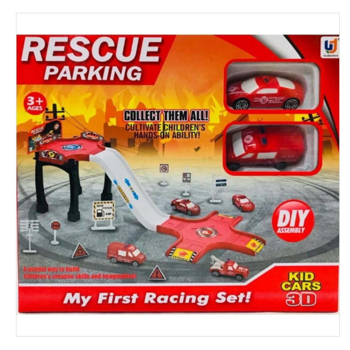 GENERICO - Juguete Pista Plataforma De Bomberos 2 Autos Infantil