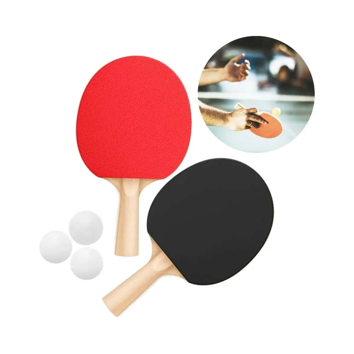 GENERICO - Juguete Pack 2 Paletas De Ping Pong Con 3 Pelotas Infantil