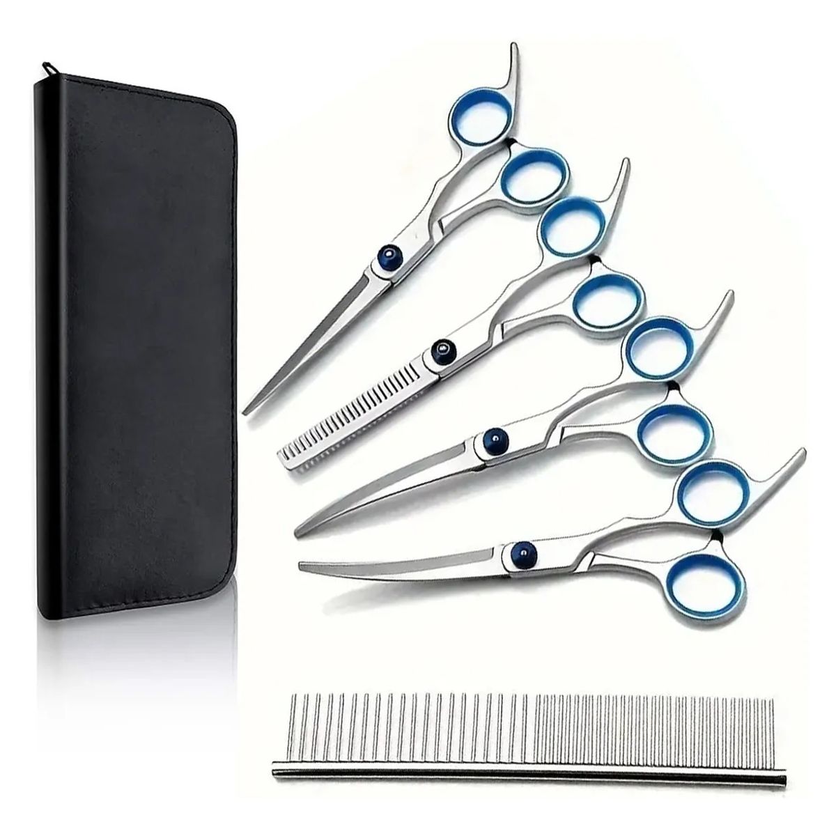 KUANGYE - Tijeras peluqueria canina 5 en 1, Profesional Gato Perro Aseo Tijeras, para Aseo Mascotas Bricolaje