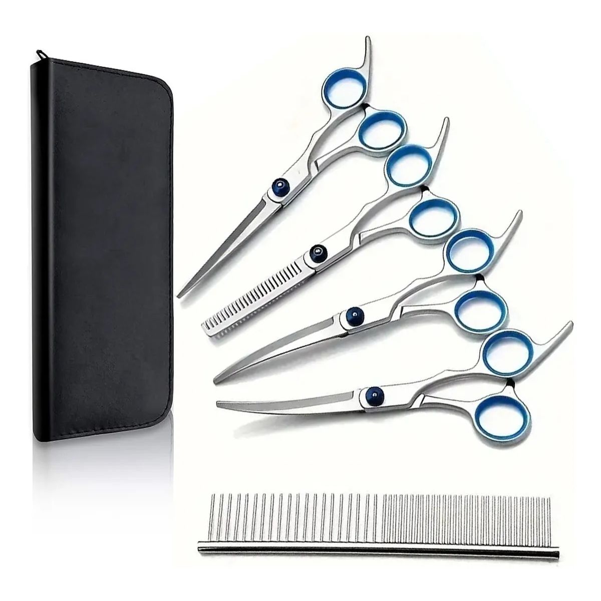 KUANGYE - Tijeras peluqueria canina 5 en 1, Profesional Gato Perro Aseo Tijeras, para Aseo Mascotas Bricolaje