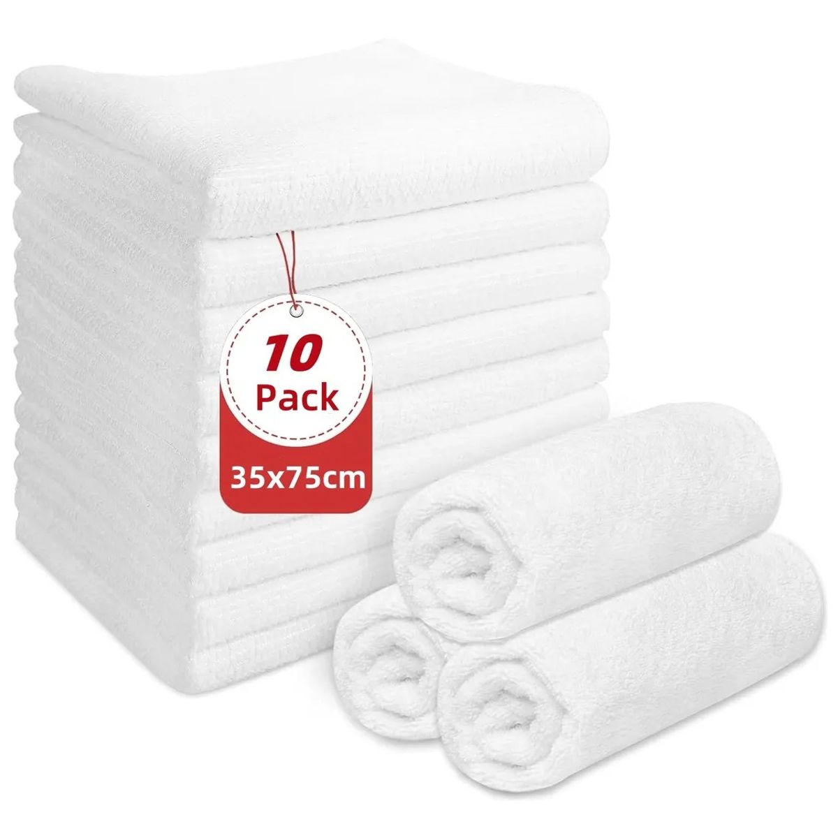 KUANGYE - Pack 10 Toallas de Salón de Microfibra Peluqueria Hotel Barberia Spa Gimnasio (35x75cm Blanco)