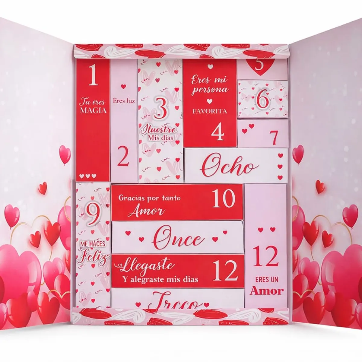 KEVIN&COCO - Calendario Adviento San Valentín 14 Días De Amor  Set Maquillaje  Colección 14 Piezas