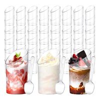50 Vasos + Cucharas De Acrílico 65ml Postres Pocillo Shot(Transparente)