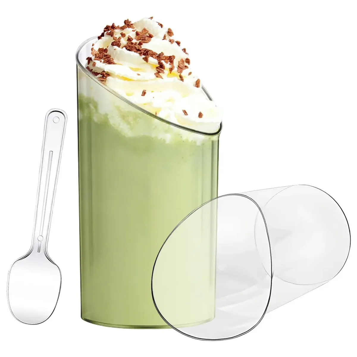 SUPERCENTER - 50 Vasos + Cucharas De Acrílico 65ml Postres Pocillo Shot(Transparente)