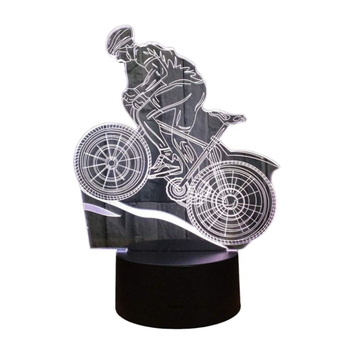 GENERICO - Lampara touch 3D Ciclista De 7 Colores