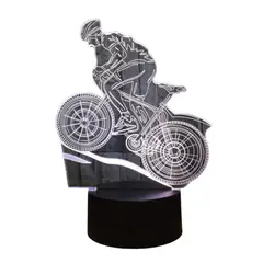 GENERICO - Lampara touch 3D Ciclista De 7 Colores