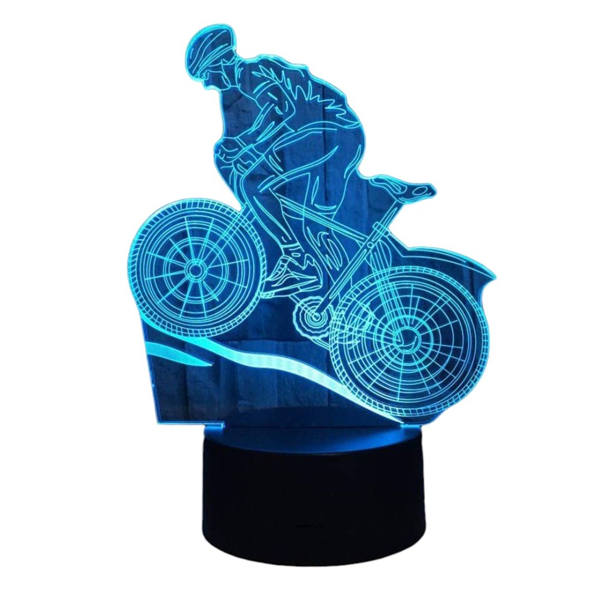 GENERICO - Lampara touch 3D Ciclista De 7 Colores